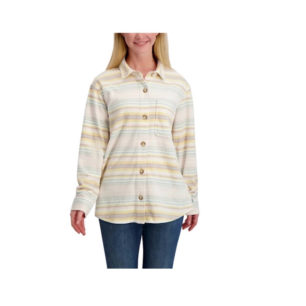 EDDIE BAUER FLEECE BUTTON DOWN SHIRT WITH SIDE POCKET SIZE L